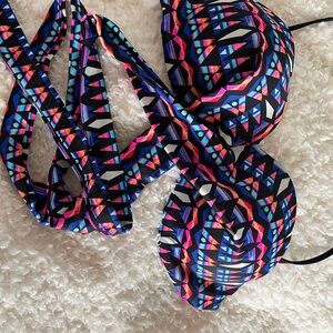 Blue and pink multi way bikini top